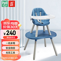 小龙哈彼 婴幼儿餐椅宝宝吃饭桌椅多功能蘑菇餐椅可分离LY266-S116B蓝色