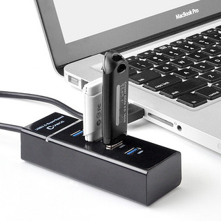 BSN 笔记本高速usb3.0分线器一拖三 usp3 0 hub集线器多功能扩展器接口 标准3.0usb分线器4口黑色（线长30厘米）