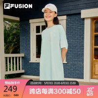 FILA 斐乐 FUSION斐乐潮牌连衣裙女2023夏季宽松简约运动休闲连身裙