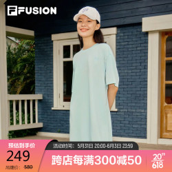 FILA 斐乐 FUSION斐乐潮牌连衣裙女2023夏季宽松简约运动休闲连身裙