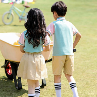 芯时代幼儿园园服夏装学院风儿童运动班服小学生校服夏季短袖毕业照 男生 夏装 100码