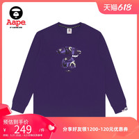 Aape男装秋冬撞色迷彩猿颜字母印花休闲长袖T恤0646XXF
