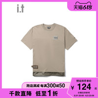 it izzue男装短袖T恤春夏街头潮流假两件拼接设计1145S2I