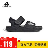 阿迪达斯 (adidas)童鞋露脚趾儿童凉鞋夏季款男童女童魔术贴软底小大童沙滩鞋GW0344 GW0344黑 28码/10k/参考脚长16.5cm
