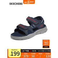斯凯奇(Skechers)2023春夏新款男鞋户外沙滩鞋透气软底魔术贴凉鞋237286 海军蓝色/灰色/NVGY 42