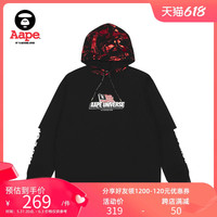 Aape 男装秋冬猿颜字母印花迷彩连帽长袖T恤0392XXD