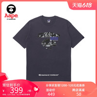 Aape 旗舰店男装春夏猿颜迷彩电玩风格字母印花潮流短袖T恤1283XXK