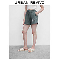 URBAN REVIVO UR女装休闲运动风刺绣高腰宽松短裤WL35S6BN2000