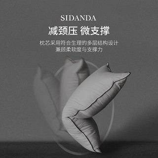 SIDANDA 95白鹅绒枕头五星级酒店三层羽绒枕芯100支全棉柔软舒适回弹 2023年升级款回弹枕