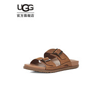 UGG 2022夏季男士新款凉鞋金属搭扣款经典纯色平底拖鞋 1124901 CHE  栗色 42