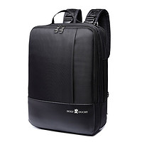 HOLY DUCHY 男士双肩包背包电脑可装15.6寸电脑出差旅行商务多功能背包 黑色