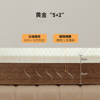  YESWOOD/源氏木语 抗菌防螨 乳胶床垫 黄麻垫 独立弹簧  J112 黄麻23+JR01床褥（1.5*2m） 20-25cm（含） 软硬适中