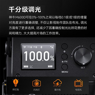 神牛（Godox） M600D/M600BI影视灯600W 影棚摄影大型服装直播视频常亮补光摄像灯 M600D单色温 官方标配