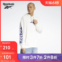 Reebok 锐步 官方2022春季情侣款HOODIE经典印花纯色连帽卫衣HB9684
