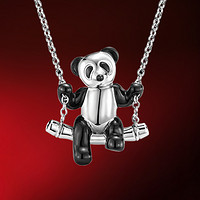 Qeelin 麒麟珠宝 Bo Bo系列 BB-035-WWFNL-S 熊猫925银项链 45cm 慈善款