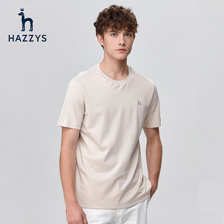 Hazzys哈吉斯夏季男士短袖T恤衫宽松简约纯色 白色 170/92A 46