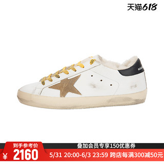 Golden Goose 白色/棕色/深蓝色拼色星星图案男士休闲脏脏鞋 白色/棕色/深蓝色 43