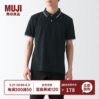 無印良品 MUJI(無印良品 )男式 凉感珠地网眼 短袖POLO衫 衬衫 ABE13A3S 黑色 L