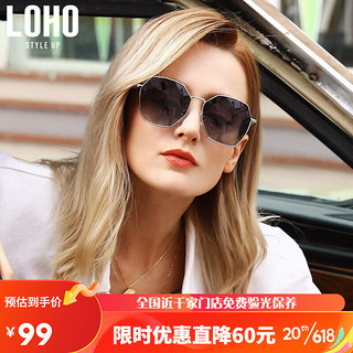 LOHO 太阳眼镜男女偏光时尚出街旅行时尚眼镜 LH020602 灰蓝