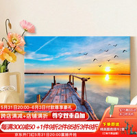 好久不见diy数字油画手绘风景油彩画手工画画填充填色丙烯装饰画 海岸谧境-C款 30*40 绷好实木内框整套