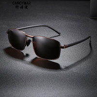 cancymar 品牌太阳镜男金属方框2023新款高清驾驶镜偏光镜开车防紫外线 茶框茶片