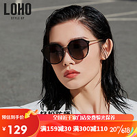 LOHO 太阳镜女偏光防紫外线防晒高级感ins遮阳墨镜显脸小眼镜LH013614 黑色+单灰镜片 黑色+单灰镜片