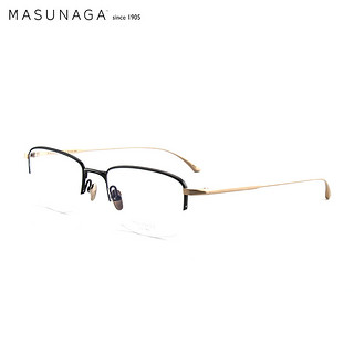 masunaga 增永眼镜男女手工复古半框眼镜架配镜近视光学镜架MIES #49 黑加金