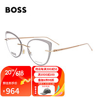 HUGO BOSS HugoBoss）光学镜框女透明灰色镜框金色镜腿近视眼镜架眼镜框1399 000 53MM