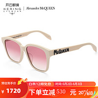 ALEXANDER MCQUEEN 亚历山大.麦昆（ALEXANDER MCQUEEN）太阳镜墨镜女士眼镜 粉红色镜片白色镜框AM0331SK 004