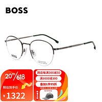 HUGO BOSS 近视眼镜架男款枪色镜框轻质钛架光学眼镜框1448 6LB 51MM