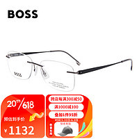 HUGO BOSS 近视眼镜男款枪色镜框黑色镜腿光学眼镜架眼镜框1424 PTA 56mm