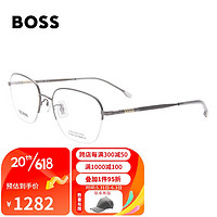 HUGO BOSS 近视眼镜架男女款枪色镜框轻质钛架光学镜框1346F R81 54MM