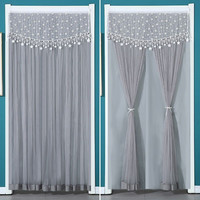 沐凡（mufan）门帘隔断帘不透人家用免打孔卧室卫生间蕾丝女生防蚊伸缩杆过道 满天星灰色 100*200cm