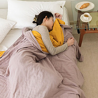眠度毛巾被夏季纯棉毛毯午睡毯全棉双人空调被办公室单人午休毯纱布毯 刺绣-橙 200*230cm约3.4斤