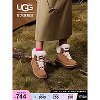 UGG 2022冬季女士休闲系带款溢毛迷你雪地靴 1130558 CHE|栗色 37