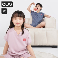 E.U.V儿童睡衣夏季男女童天丝短袖家居服套装国风2023年新款 粉色 120