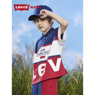 Levi's李维斯童装男童纯棉短袖Polo衫2023夏季新款儿童舒适短T恤 深靛蓝 160/76(L)