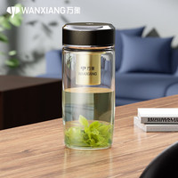 万象（WANXIANG）单层抗菌玻璃杯男女士办公高档送礼泡茶耐高温茶杯车载商务水杯子 TU56-夜光黄