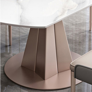 ZHONGWEI 中伟 轻奢亮光岩板餐桌椅组合简约小户型伸缩家用圆餐桌1.4米