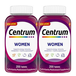 Centrum 善存 海外 进口善存 成人女士复合维生素多维片200粒/瓶*2 200粒双瓶套装