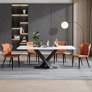 水星轻奢岩板餐桌1.4米1.6米现代简约家用大小户型长方形餐桌椅饭桌 1.6米岩板餐桌(意大利灰)
