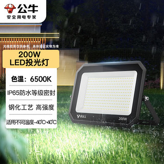 BULL 公牛 LED投光灯户外庭院工厂园林IP65防水等级高亮度200W-6500K白光