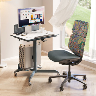 智芯电动升降桌椅套装简约现代办公桌台式电脑桌椅子家用电竞桌座为 KU2白色喷粉 桌面尺寸140×70×66cm