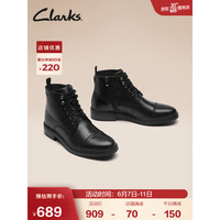 Clarks 其乐 工装马丁靴其乐男士复古流行潮流系带男皮靴Blackford Rise 黑色261620717 42.5