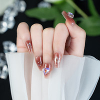 DUOBAICAO 朵白草 手工穿戴甲2023新款高级感网红贴钻法式美甲贴片 长梯