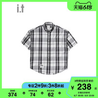 it :CHOCOOLATE男装格纹短袖衬衫秋季青春学院风8291XUI