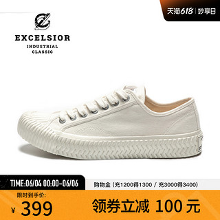 EXCELSIOR 男女款厚底帆布鞋 ES_M6017CV_WH