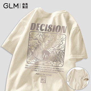 GLM森马集团品牌美式休闲大码短袖男设计感纯棉t恤男士宽松半袖上衣