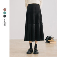 半身裙女2022年秋季新款显瘦松紧腰字裙子垂感百褶裙中长裙