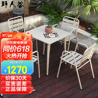 野人谷户外桌椅庭院桌椅室外阳台桌椅组合铝合金别墅花园桌椅 4椅+70cm碳钢方桌